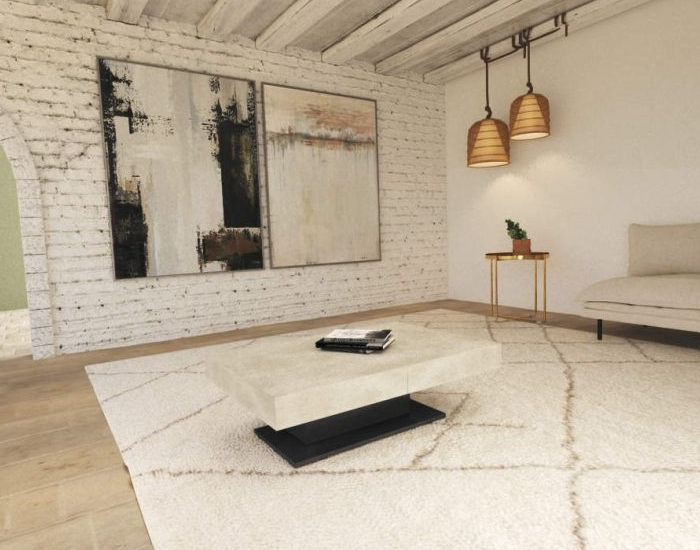 Tavolino da salotto alzabile e allungabile moderno