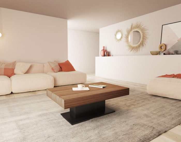 Tavolino da salotto che si alza in legno