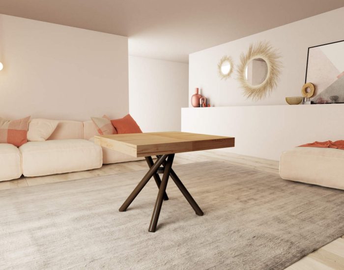 Tavolino salotto che si trasforma in tavolo pranzo