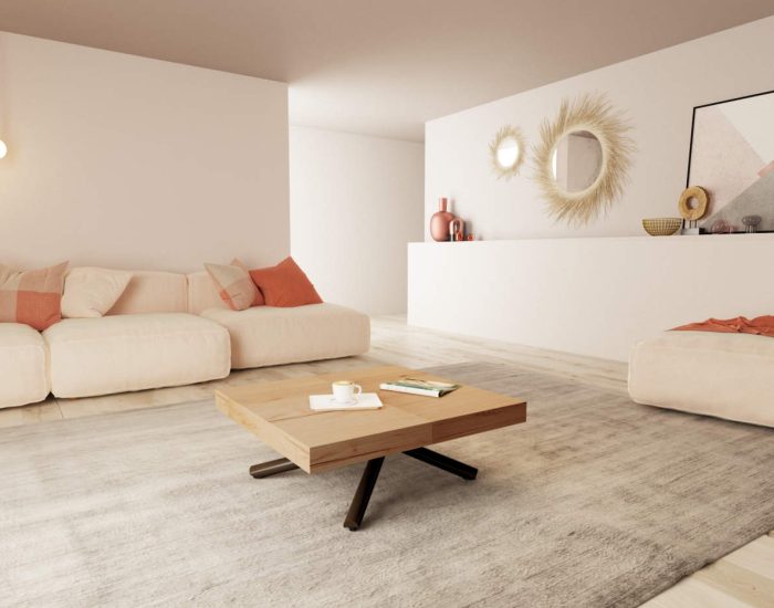 Tavolino salotto che si trasforma in tavolo