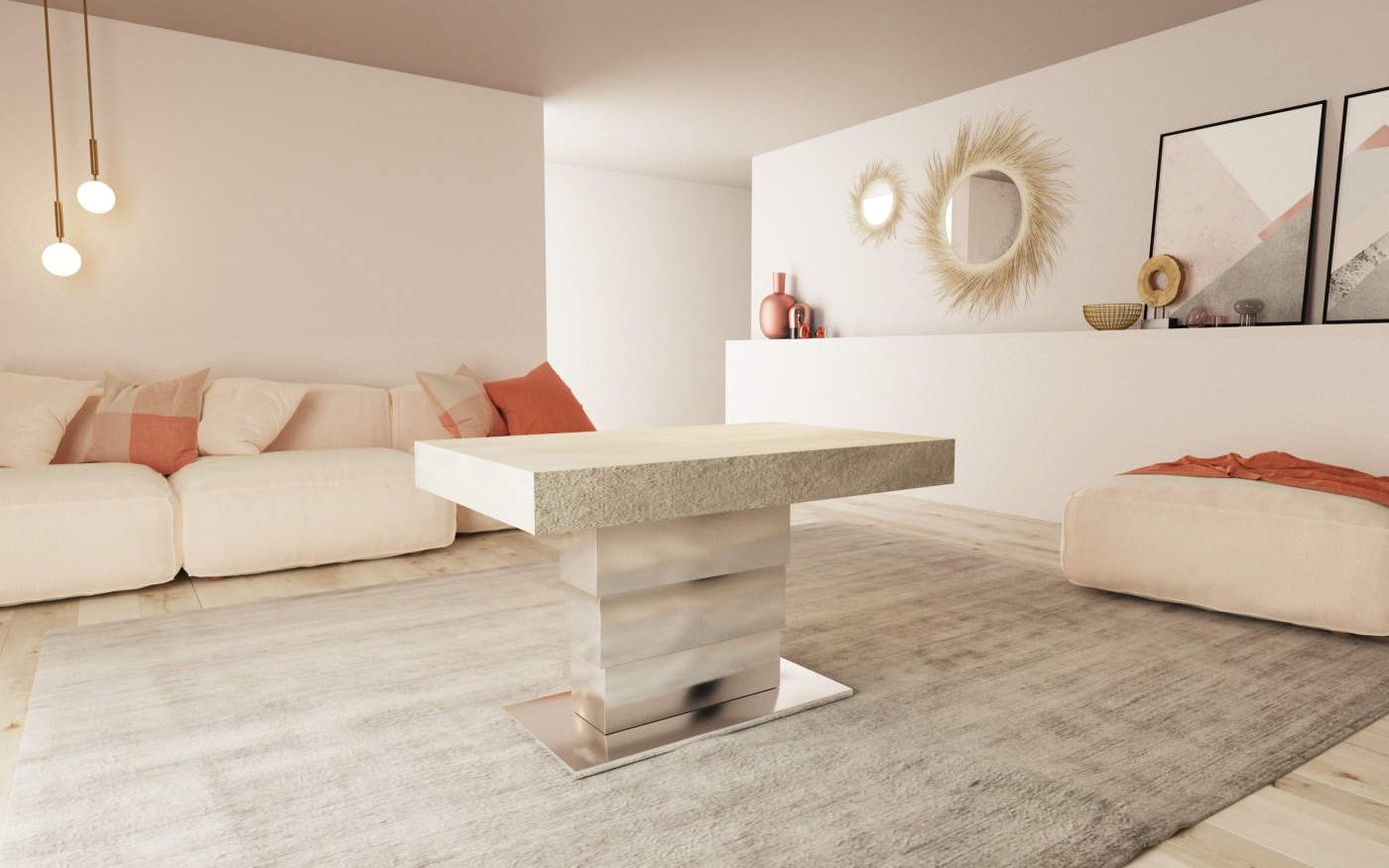 Tavolino soggiorno alzabile con allunghe interne Merengue