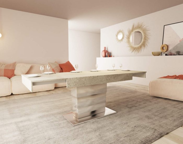 Tavolino soggiorno alzabile con prolunghe interne