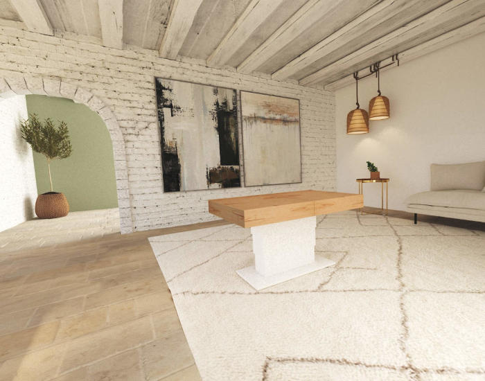 Tavolino tavolo trasformabile in legno