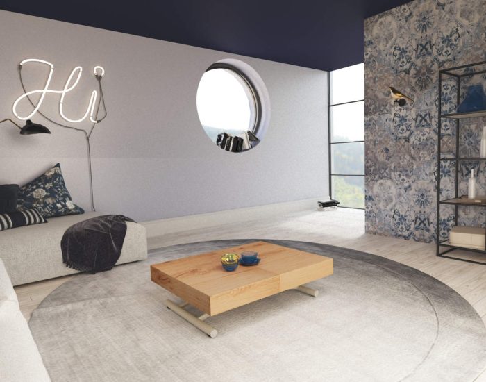 Tavolo abbassabile e allungabile da salotto