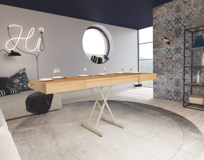 Tavolo abbassabile e allungabile per soggiorno