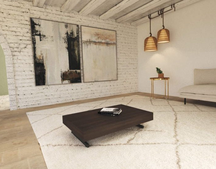 Tavolo da divano trasformabile scuro