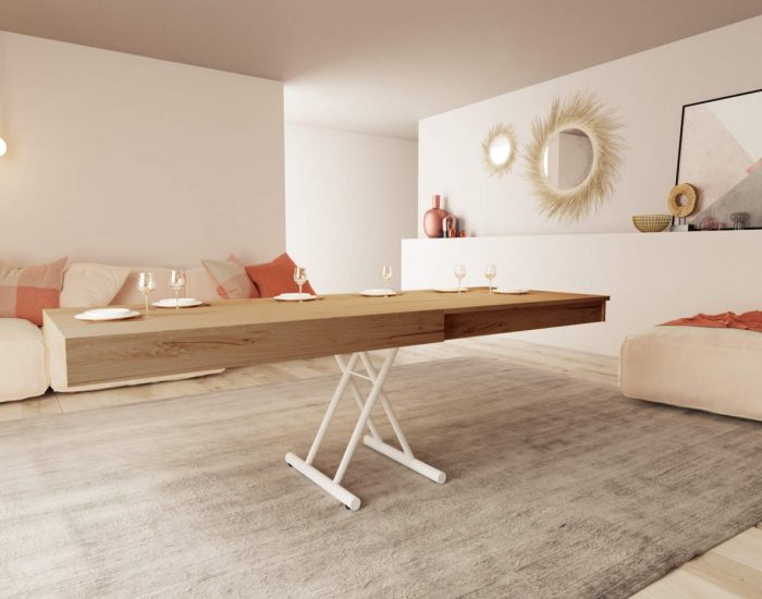 Tavolo salotto alzabile con prolunghe interne