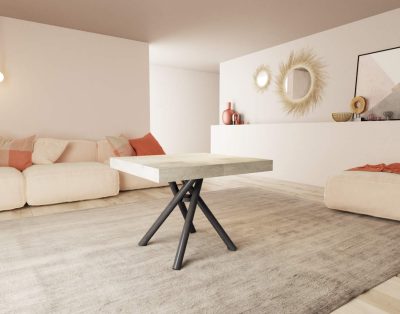 Tavolino da salotto sollevabile con gambe incrociate