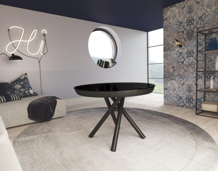 Tavolino rotondo in vetro trasformabile