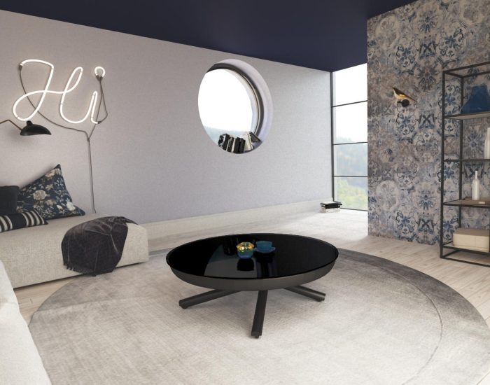 Tavolo rotondo in vetro trasformabile