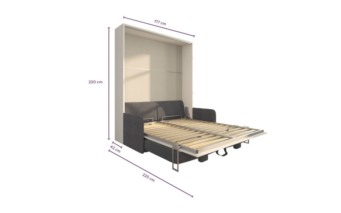 Letto a scomparsa 160 Verticale Divano Slim Contenitore