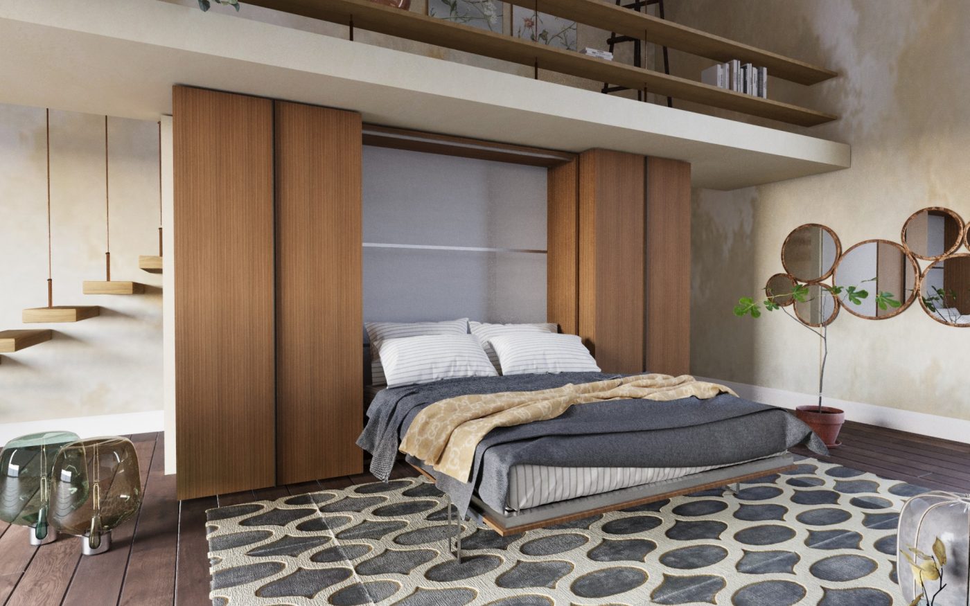 parete-con-letto-a-scomparsa-piuma-cargo-aperto-noce-canaletto-scuro