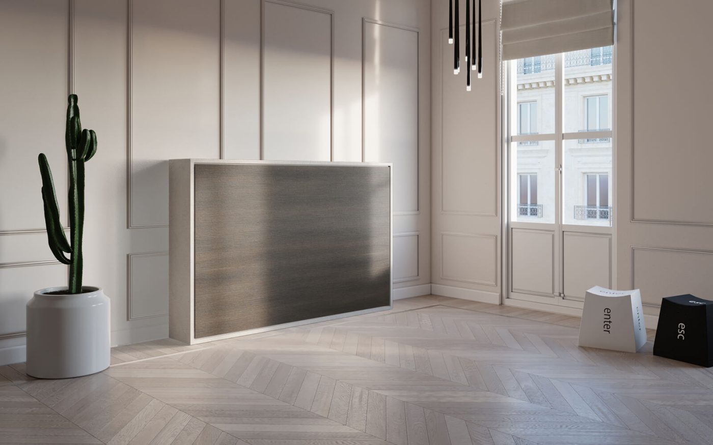 Mobile salvaspazio per arredo warm minimalism