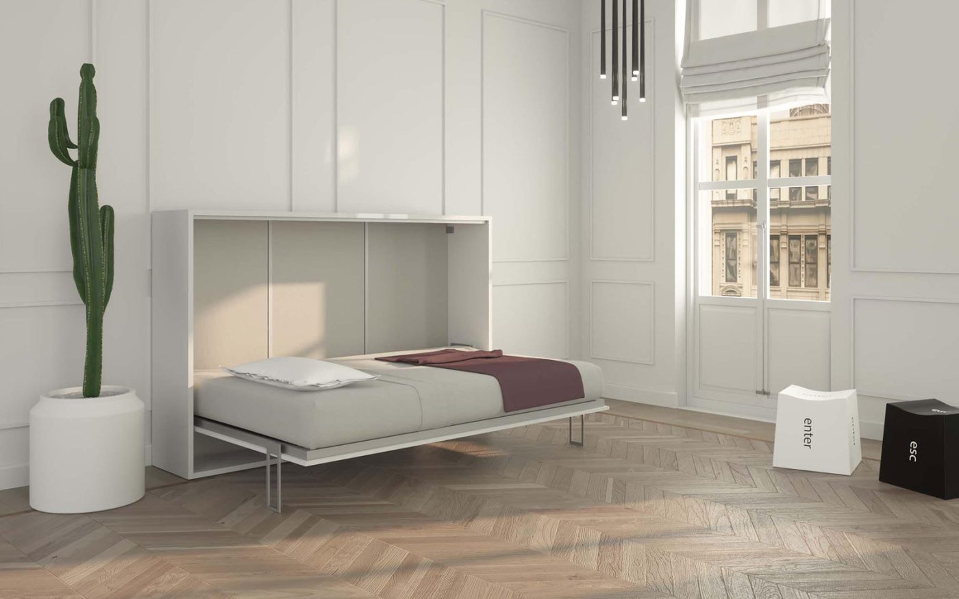 Letto a scomparsa per arredamento minimal